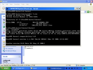 The FreeDOS Kernel booting inside an XP DOS session!